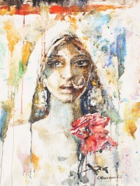 Moazzam Ali, Flower & Flower VII, 22 X 30 inches, Watercolour on Paper, Figurative Painting, AC-MOZ-015
